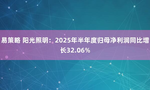易策略 阳光照明：2025年半年度归母净利润同比增长32.06%